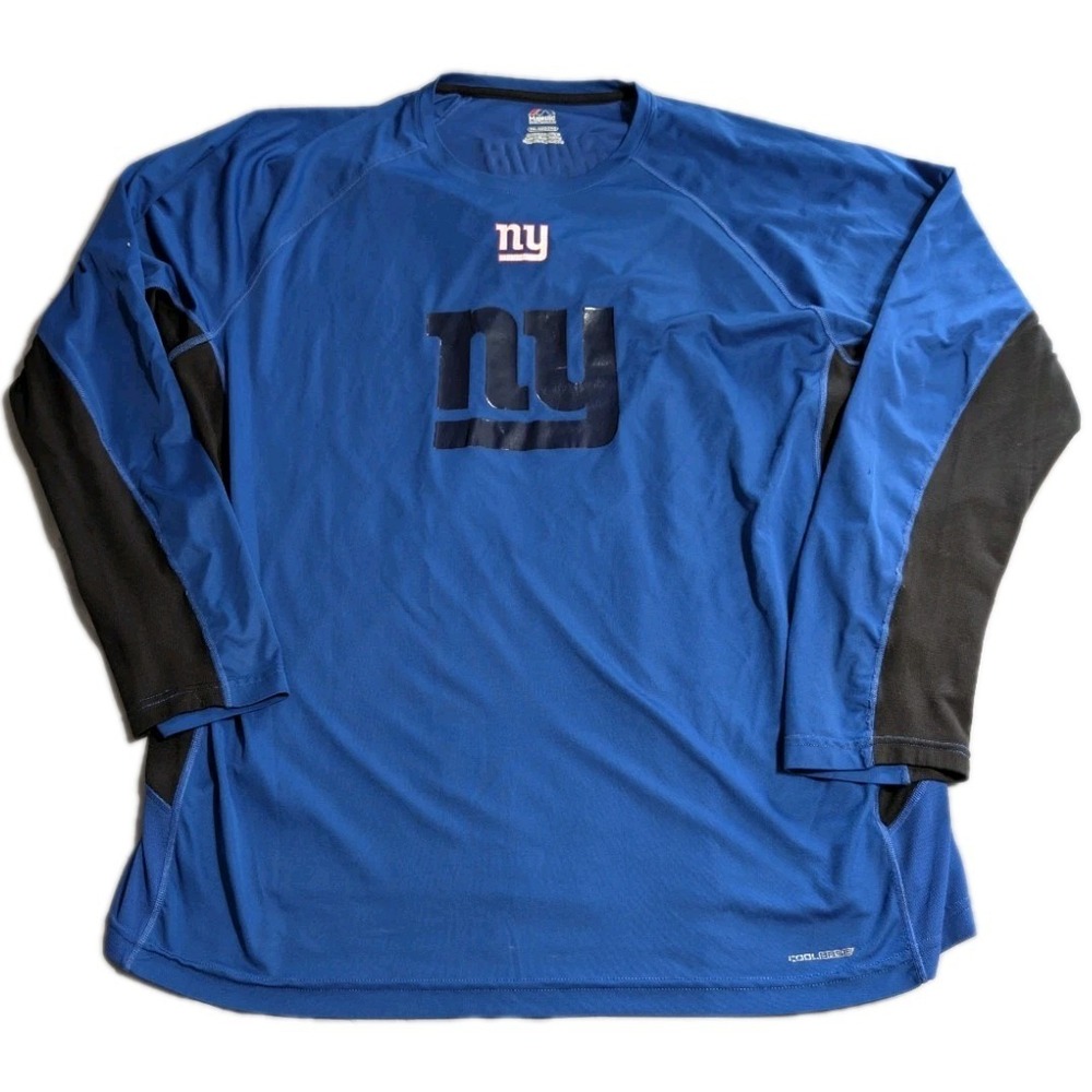 NY Giants Majestic Cool Base Long Sleeve Shirt Mens 2XL Blue NFL